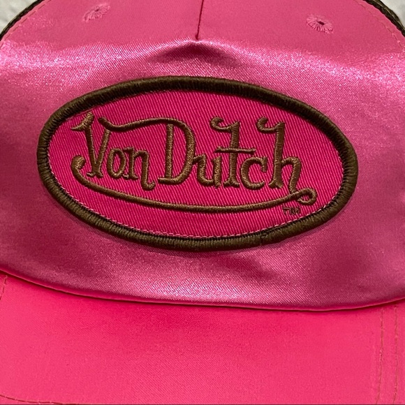 VON DUTCH Kustommade Originals NWOT Pink Satin Trucker Snapback Hat Cap - Picture 5 of 10